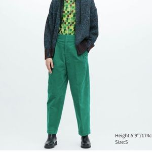 MARNI x Uniqlo Corduroy Wide-Fit Pleated Pants in Green